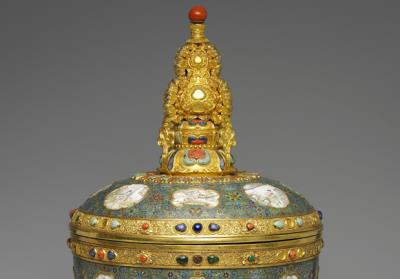 图片[2]-Butter tea jar in cloisonne and painted enamels, Qing dynasty, Qianlong reign (1736-1795)-China Archive